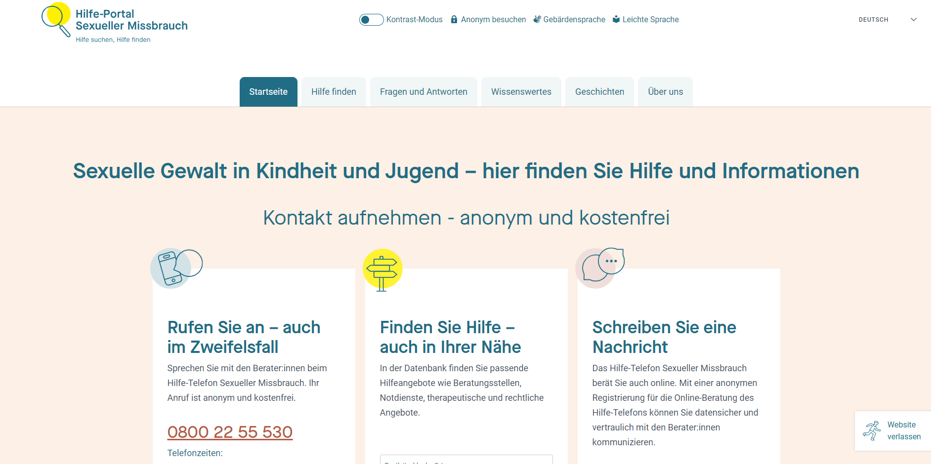 Hilfe-Portal Sexueller Missbrauch